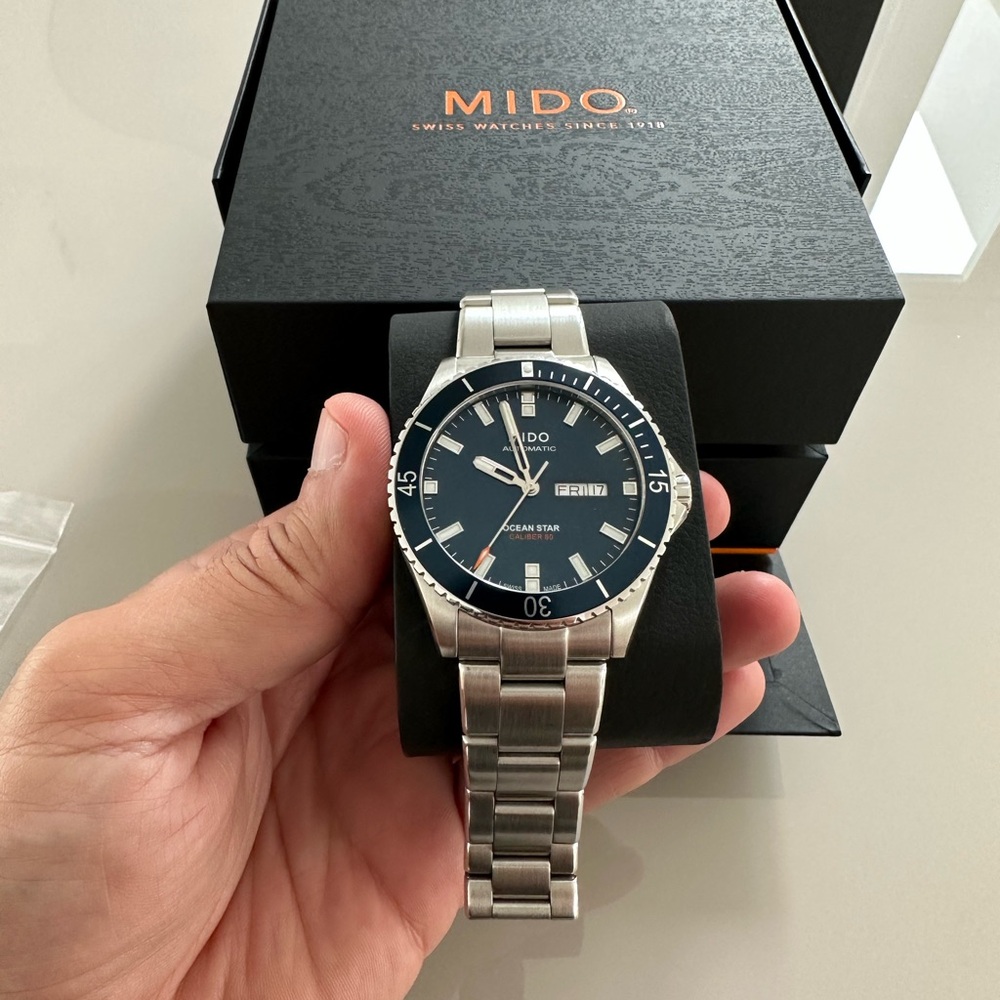 Mido Ocean Star Stainless Steel and Navy Watch